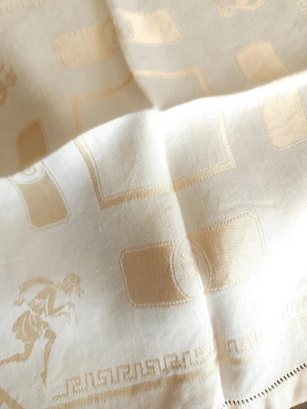 Vintage 1920s 1930s Luncheon Napkin, Damask in a Hellenic Greek Motif, 15